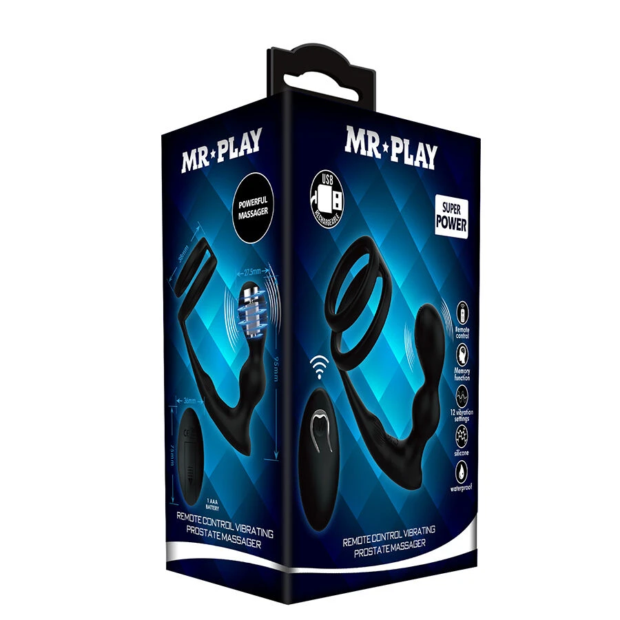 MR PLAY - VIBRATING ANAL PLUG WITH PENIS RING REMOTE CONTROL